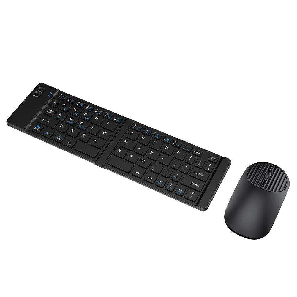 Foldable Wireless Keyboard Mouse Set Tri-Mode Bluetooth 2.4G Rechargeable