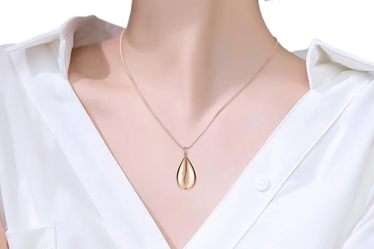 Stainless Steel Teardrop Cremation Pendant Water Drop Tear Shaped Keepsake Necklace