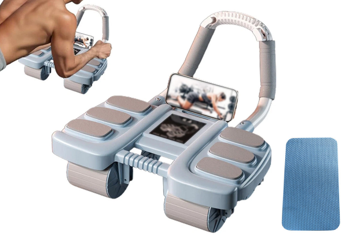 4 Wheel Automatic Rebound Ab Roller with Elbow Support Abdominal Exercise Machine