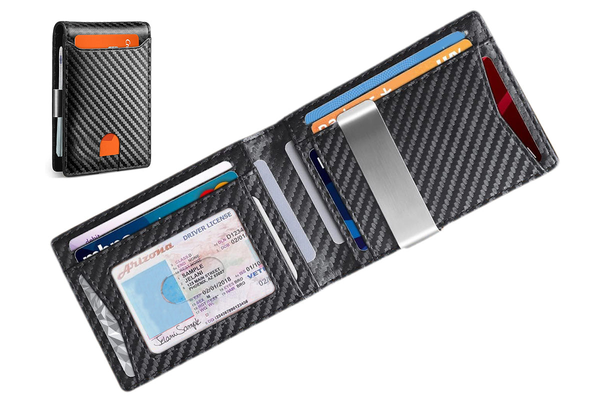 Mens Slim Wallet Leather Money Clip RFID Blocking Front Pocket Bifold Thin Card Holder