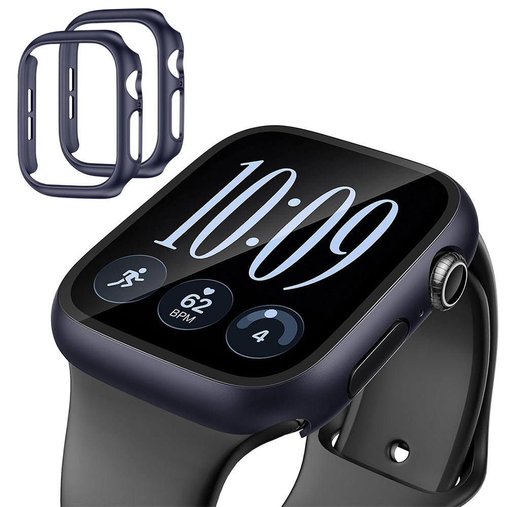 2 Piece Case and Screen Protector Set for Apple Watch Series 12-Dark Blue