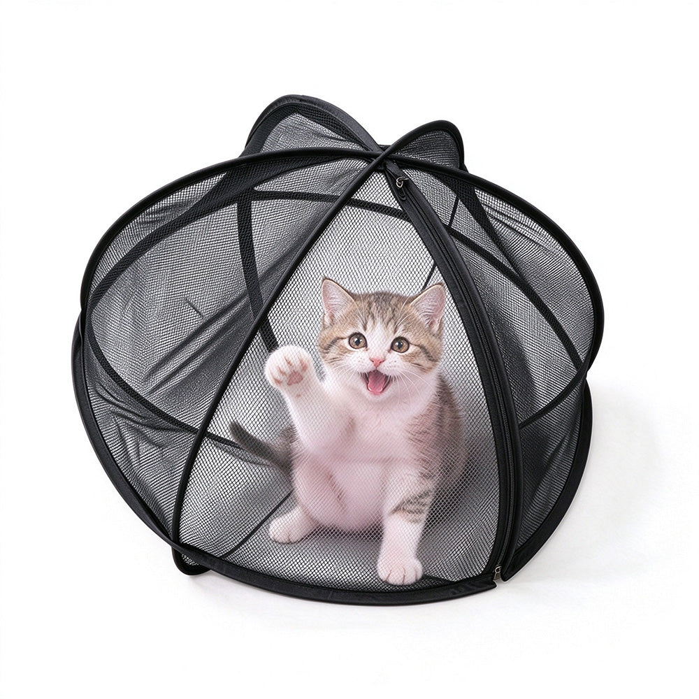 Foldable Pop Up Mesh Pet Playpen Tent with Zipper for Cats Outdoors