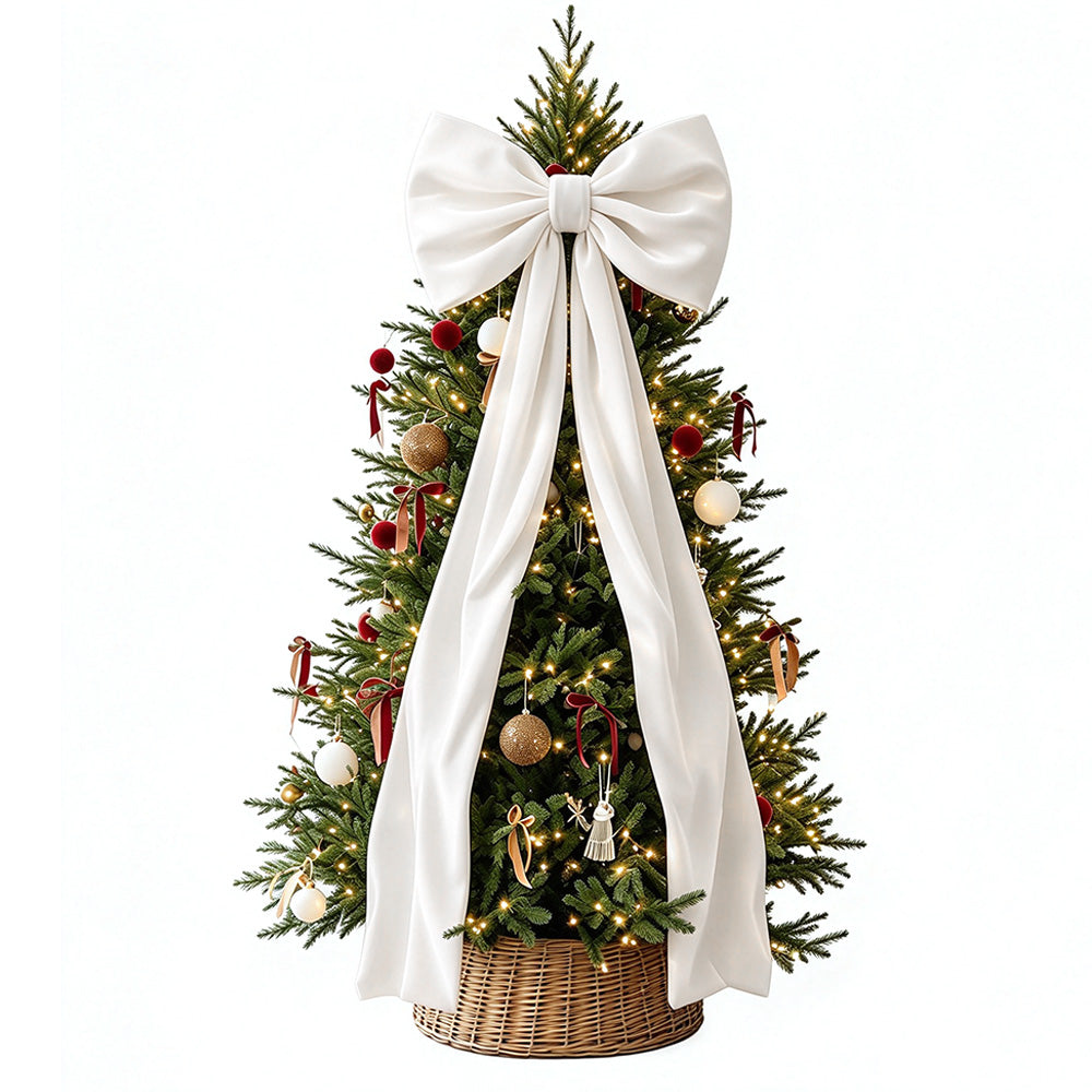 40x230cm Oversized Velvet Christmas Tree Bow with Long Streamers