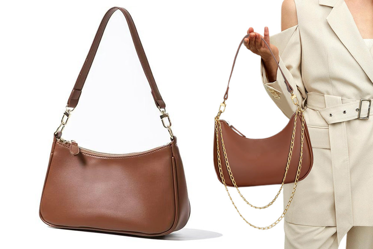 Shoulder Bag With Both Chain And Strap Design Underarm Purse Handbag For Women