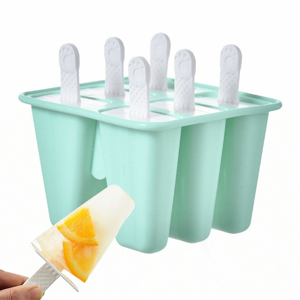 6 Cavity Ice Cream Mould Block Popsicle Molds Ice Lolly Mold With Sticks