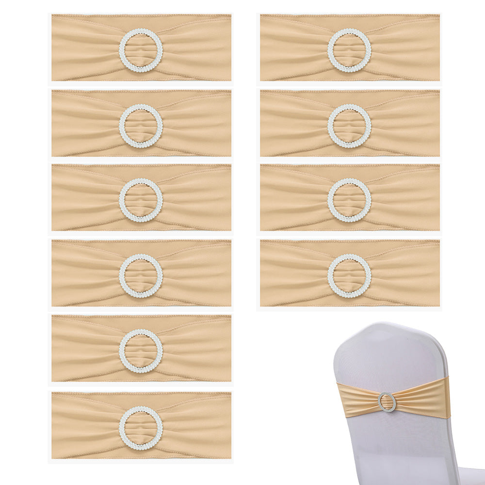 10Pcs Elastic Chair Sashes Bows with Buckle Spandex Chair Bands for Weddings Parties Meetings