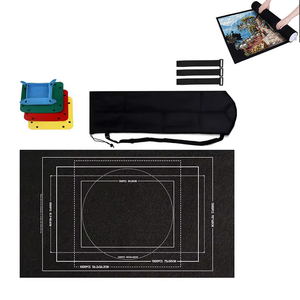 1500PCS Jigsaw Roll Mat Puzzle Storage Saver Pad With Sorting Trays