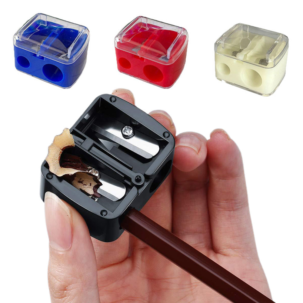 4 Pcs Dual-Hole Makeup Pencil Sharpeners with Clear Caps