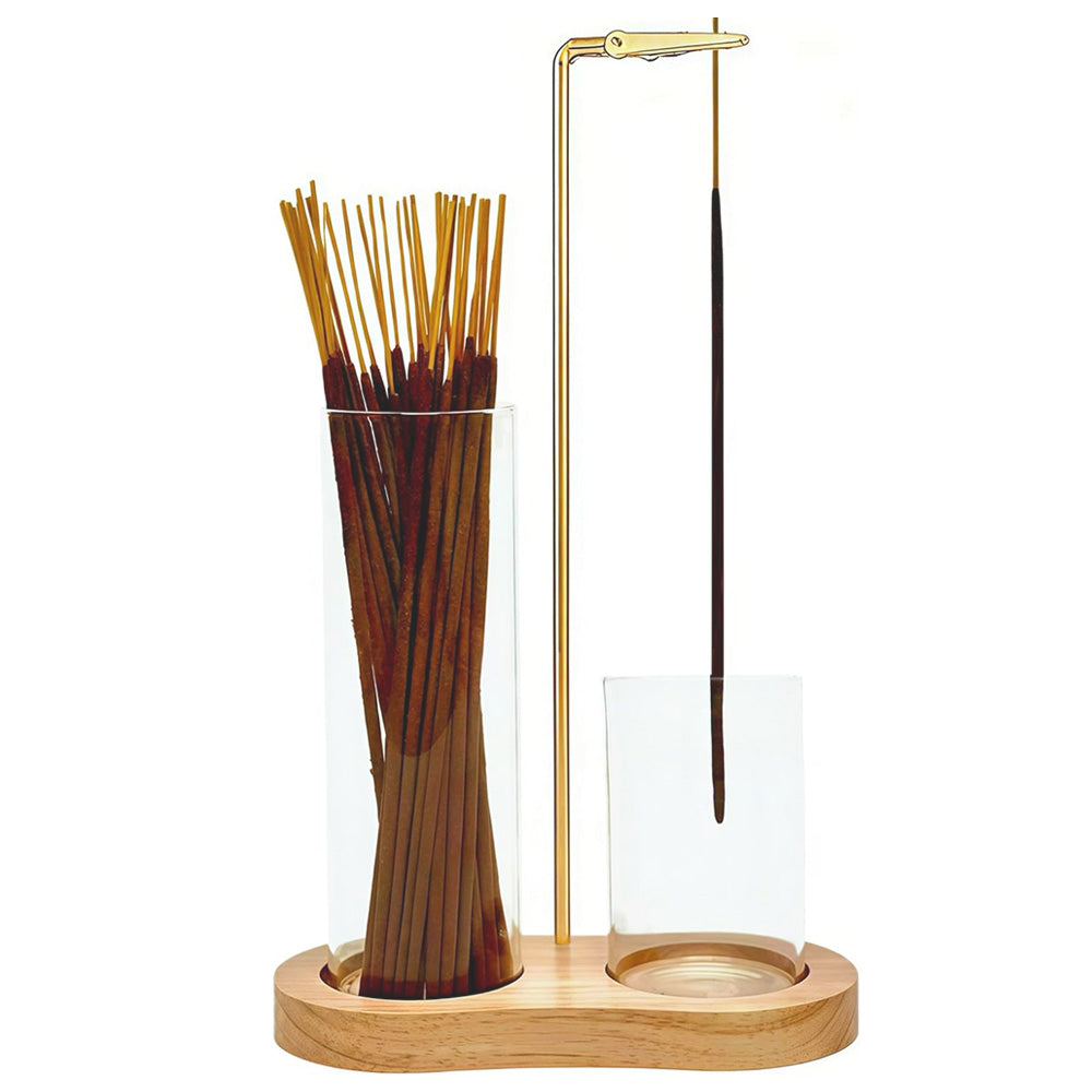 Figure Eight Glass Incense Holder Burner with Ash Catcher for Meditation Decor
