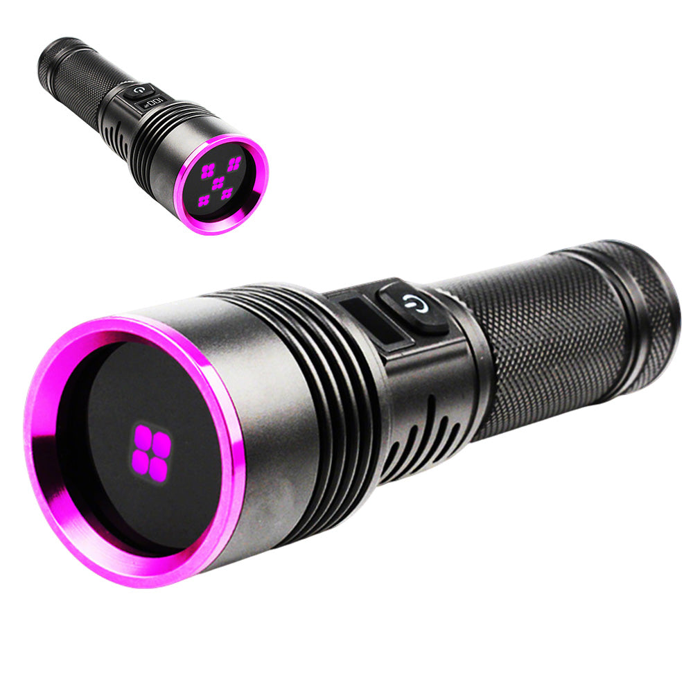 365nm Black Light UV Flashlight With LCD Display Rechargeable Torch Lamp