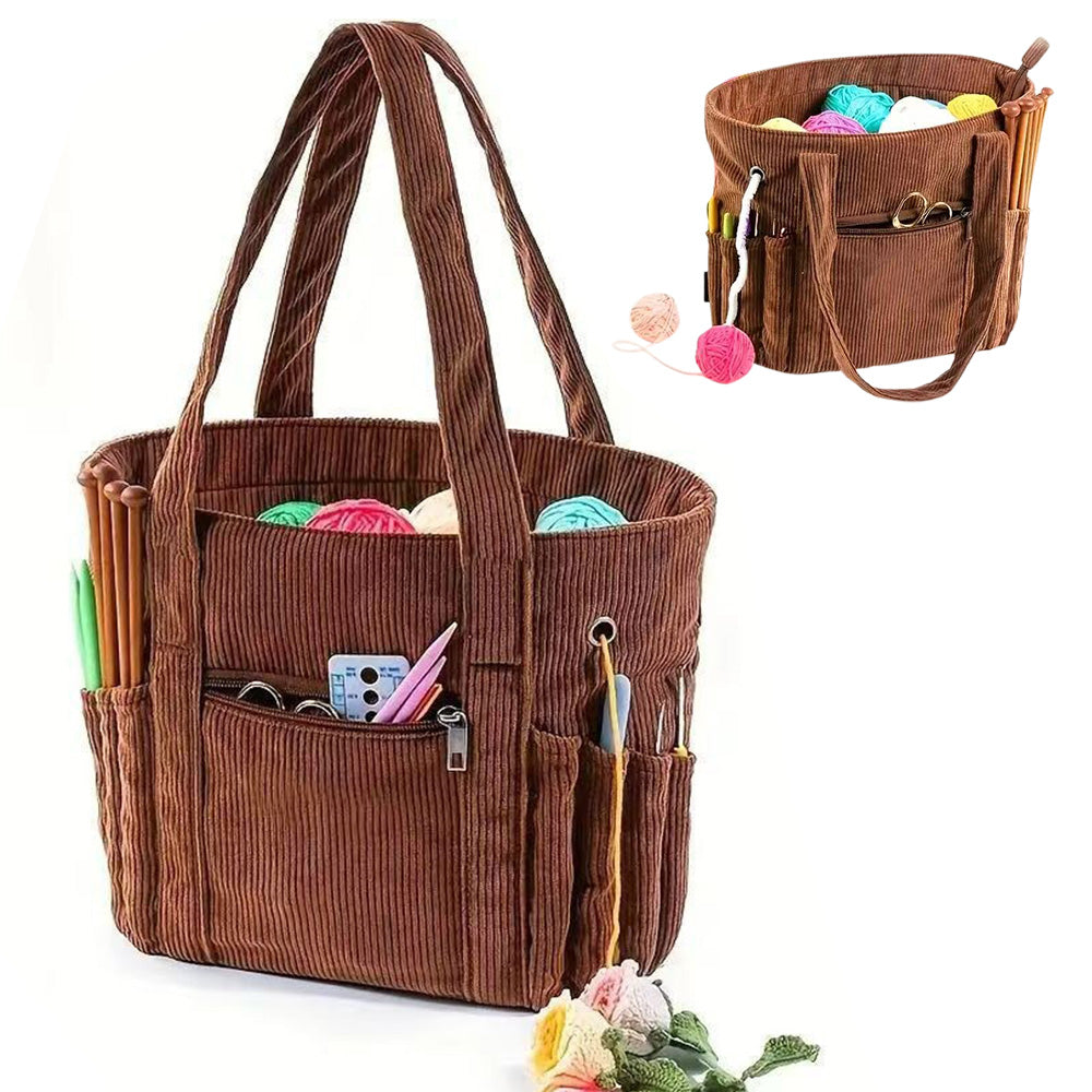 Corduroy Yarn Knitting Crochet Bag