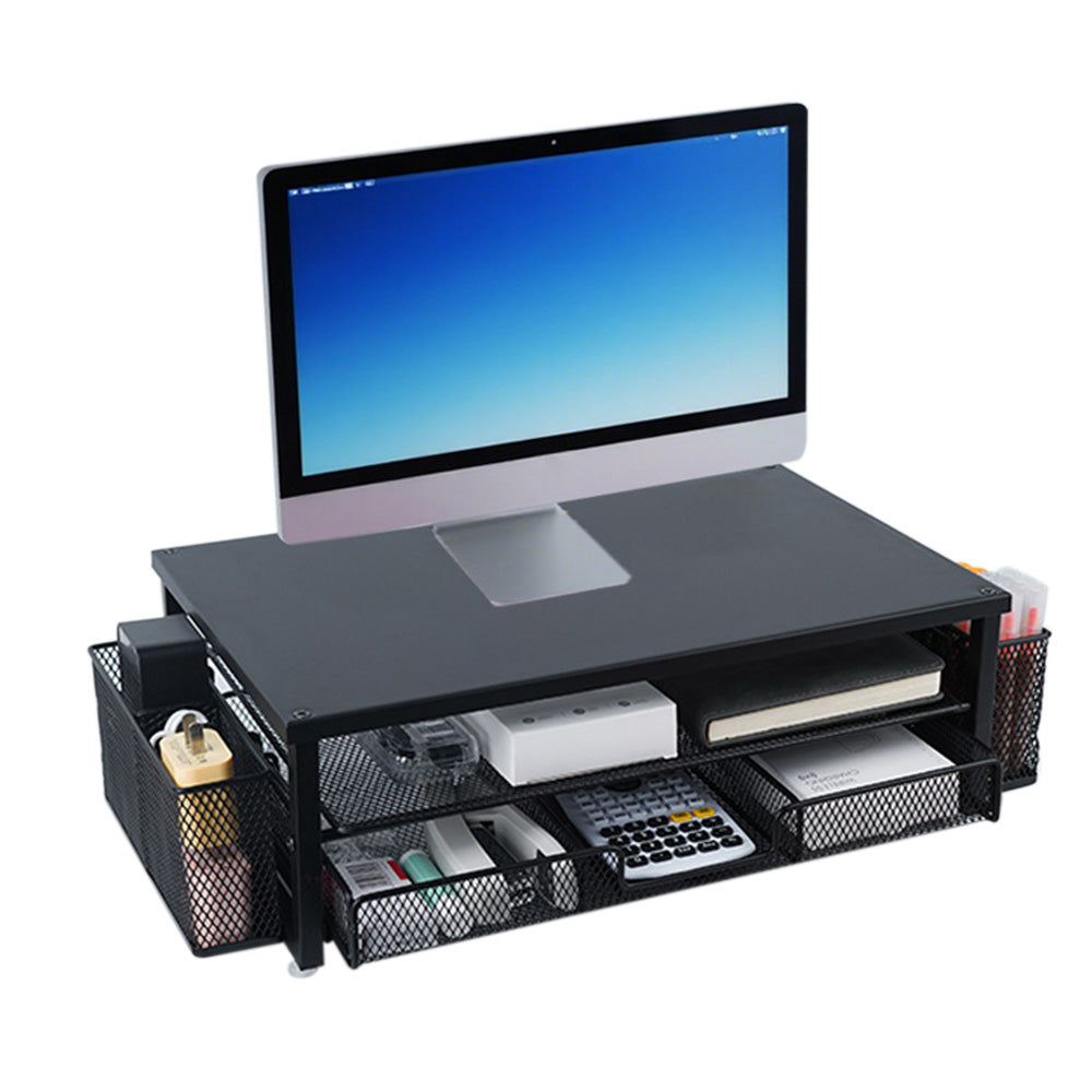 Desk Organizer Computer Monitor Stand Riser with Drawer and Pen Holders