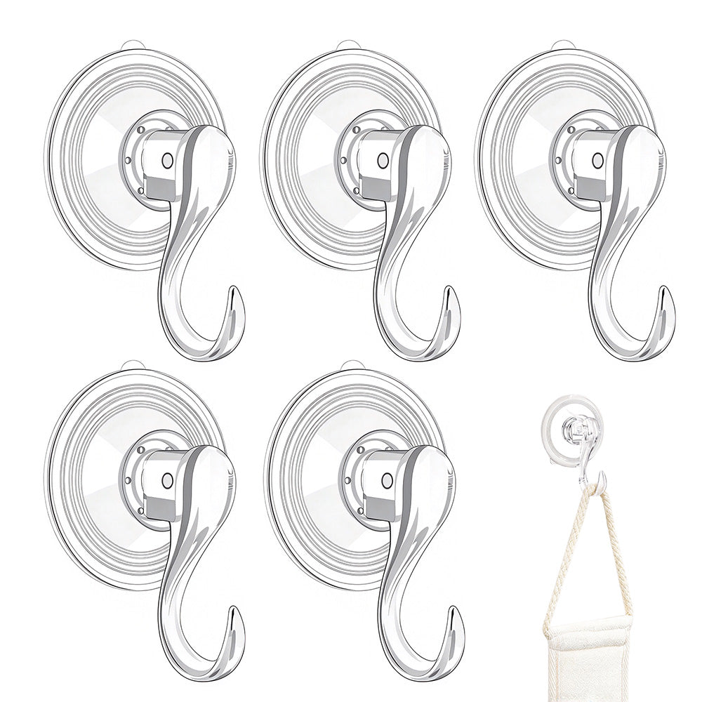 5 Clear Suction Cup Christmas Wreath Hooks for Window and Tile Decor
