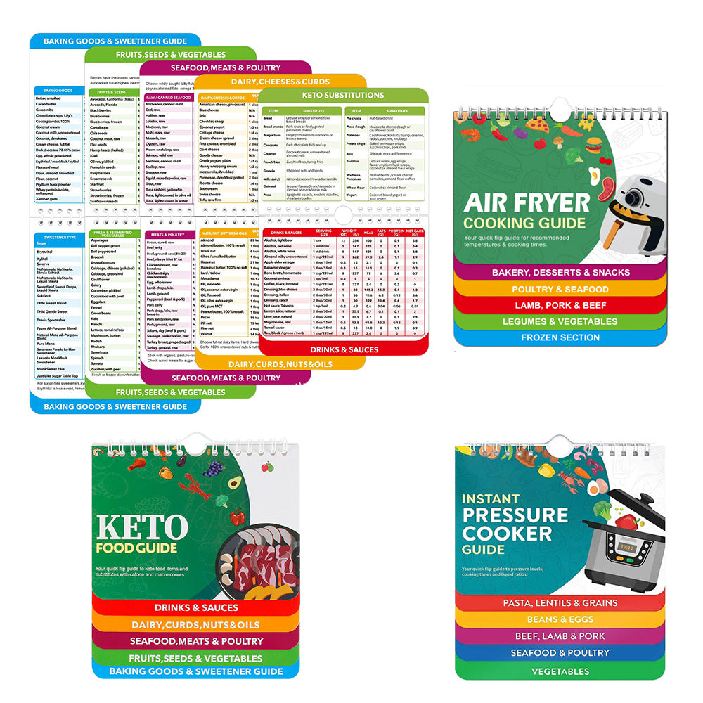 Cooking Cheat Sheets Set Air Fryer Pressure Cooker Keto Guide Fridge Calendar