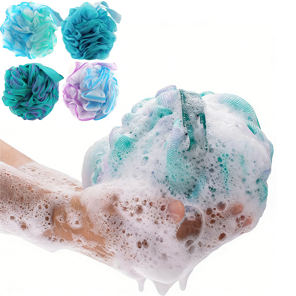 4PCS Loofah Sponge Bath Puff Exfoliating Cleaning Bath Ball Body Sponge Washer
