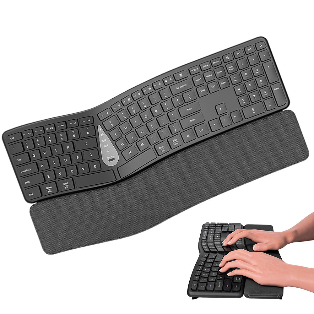 111-Key Rechargeable Dual-Mode Bluetooth Keyboard with Memory-Foam Wrist Rest