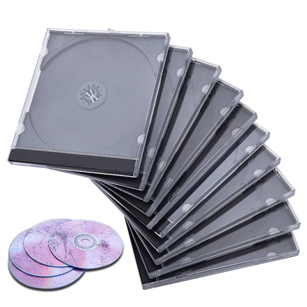 10 Pack Clear CD Jewel Cases for Storage