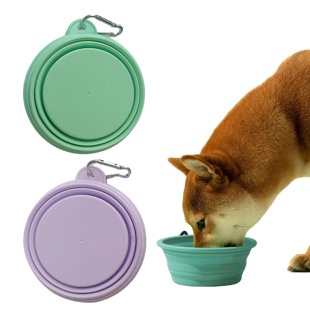 2 Pack Foldable Collapsible Dog Cat Pet Bowl
