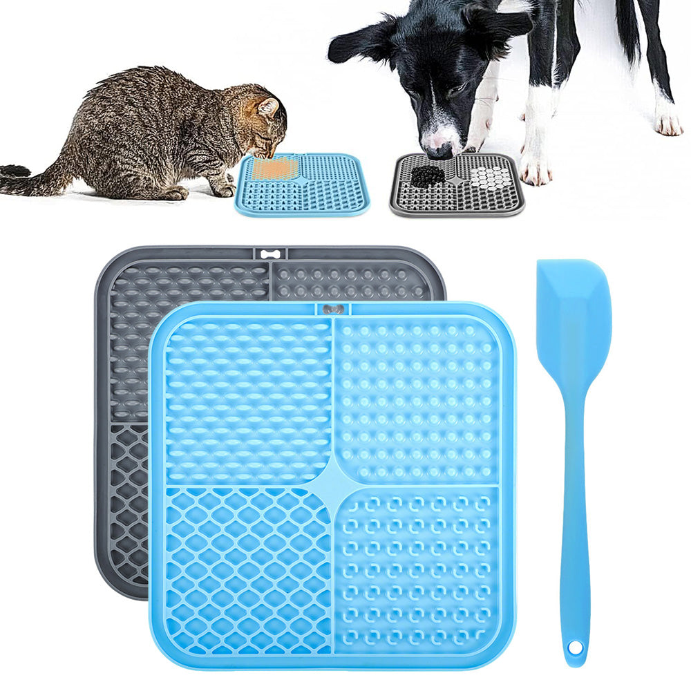 2 Pack Dog Lick Mat Slow Feeder Licking Mats with Strong Suction Cups for Pets