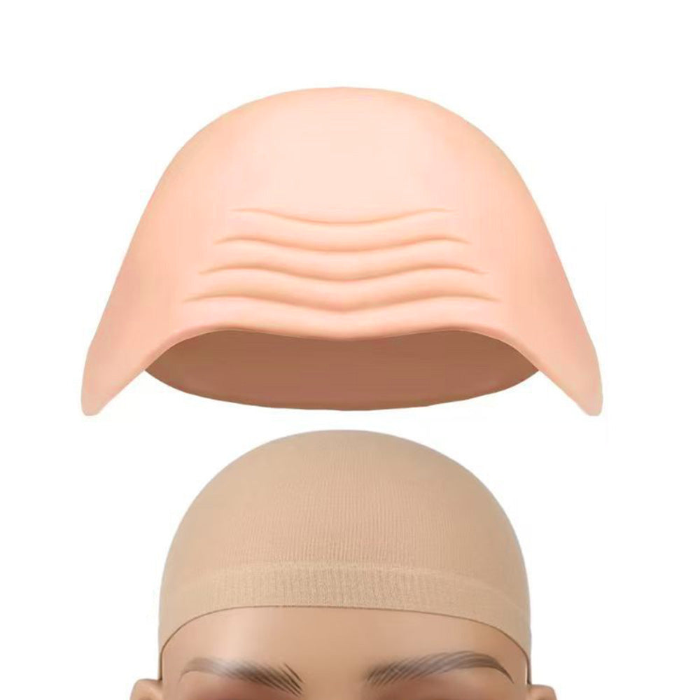 Wrinkled Bald Wig Cap with Short Ears and Wig Net for Cosplay Halloween