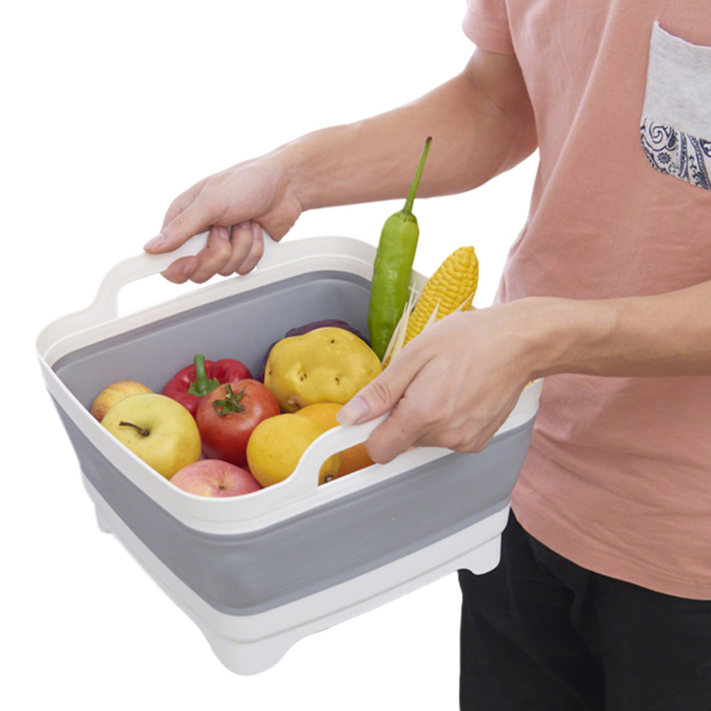 Collapsible Dish Basin with Drain Plug Portable RV Camping Sink