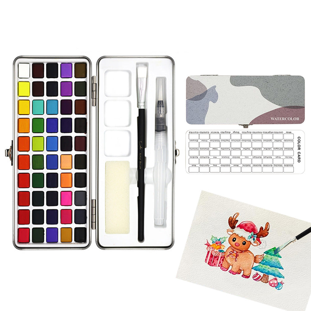 50 Colors Watercolour Paint Set with Brushes for Artists and Hobbyists