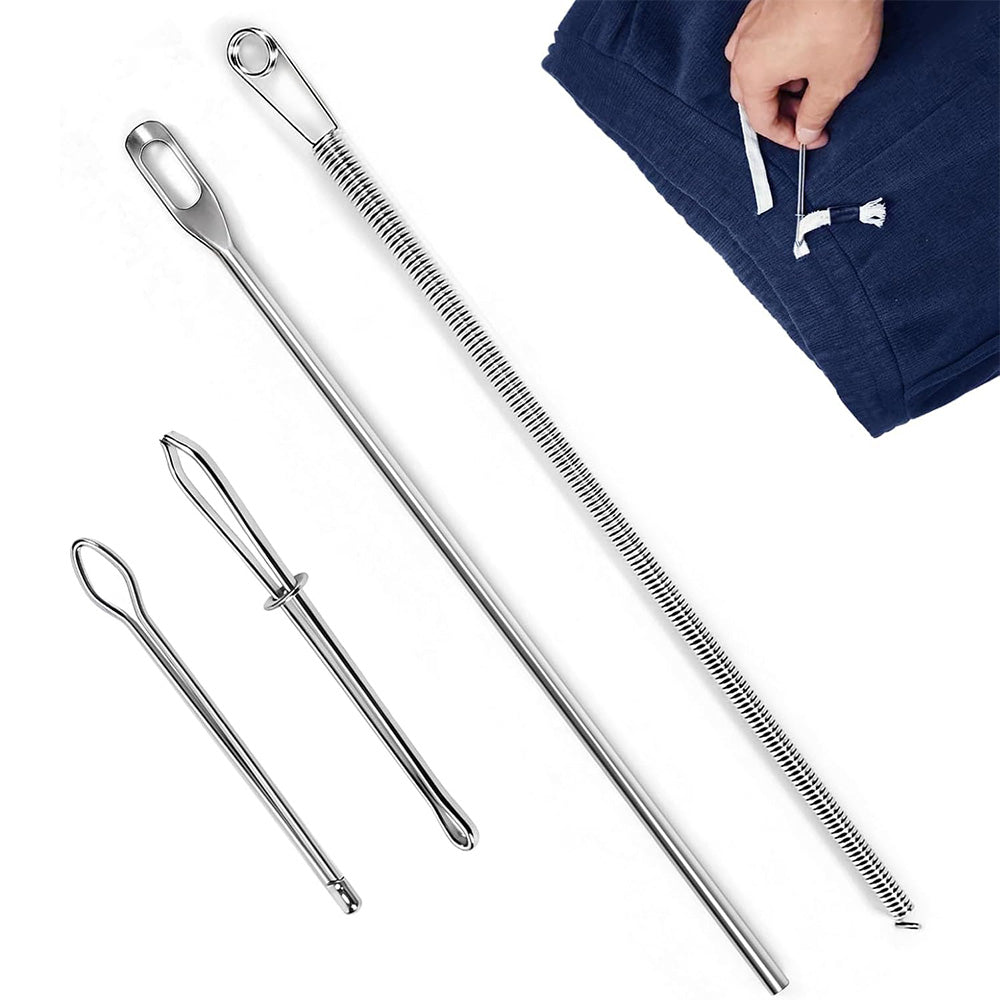 4 Piece Stainless Steel Drawstring Threader Tool Set for Clothing Bags