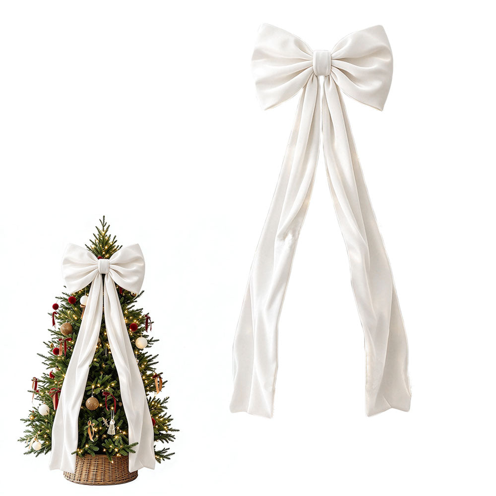 40x230cm Oversized Velvet Christmas Tree Bow with Long Streamers