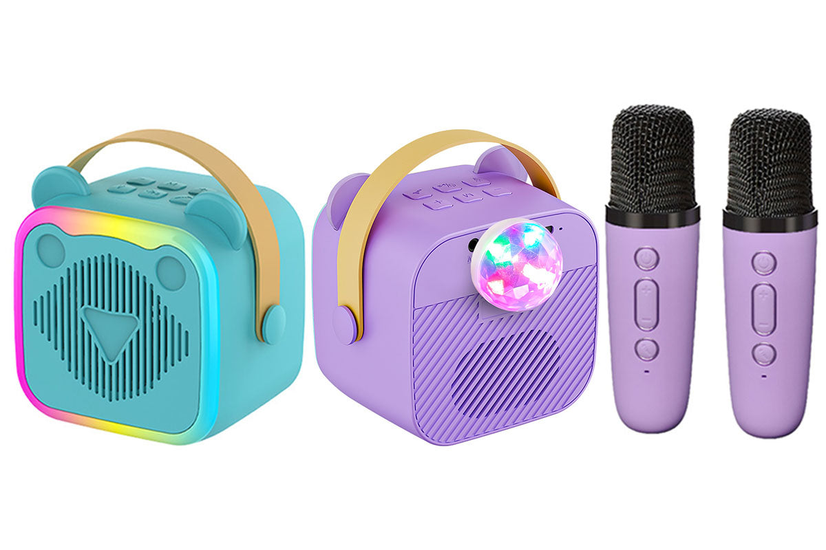 Bluetooth Karaoke Machine with 2 Wireless Microphones Disco Party Lights Voice Changer
