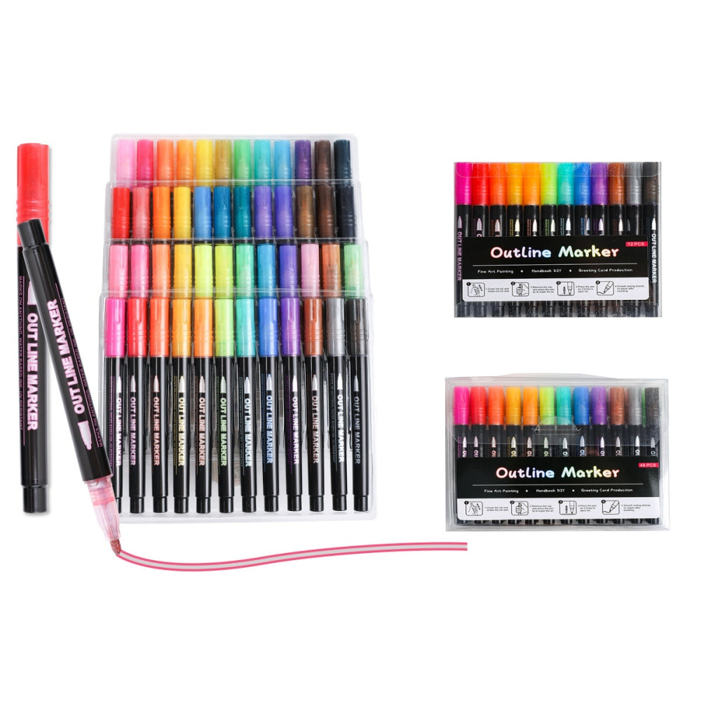 Silver Outline Double Line Pens for Drawing Art Glitter Markers