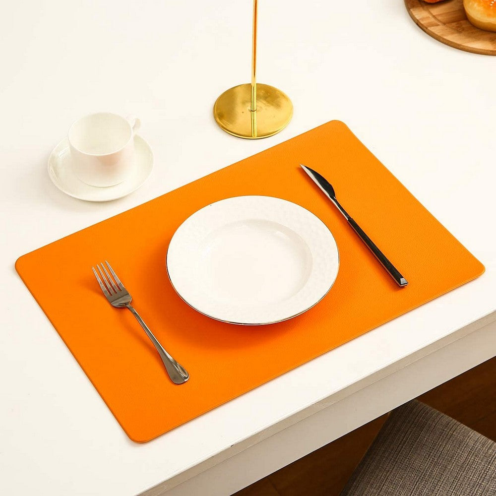 PU Leather Oil-proof Table Mat Heat Insulation Placemat Dining Plate Pad