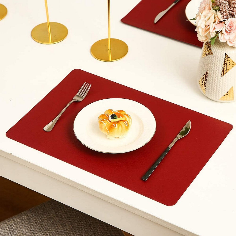 PU Leather Oil-proof Table Mat Heat Insulation Placemat Dining Plate Pad