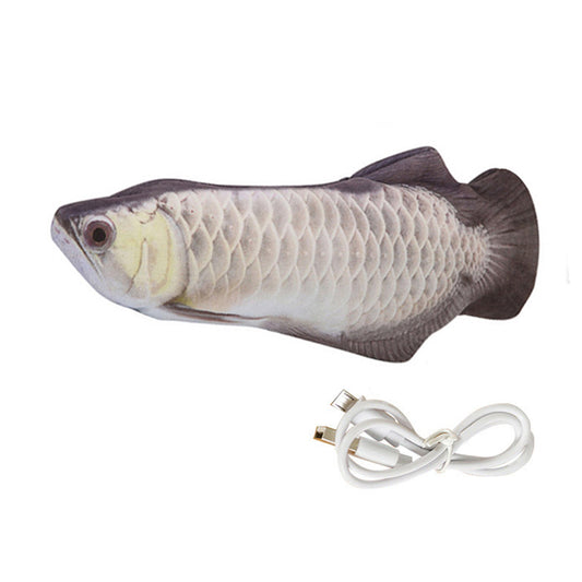 USB Rechargeable Realistic Moving Fish Toy for Cat-silver arowana