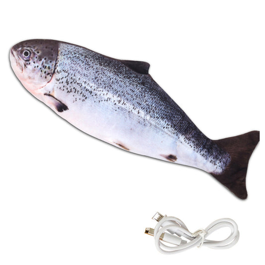 USB Rechargeable Realistic Moving Fish Toy for Cat-salmon