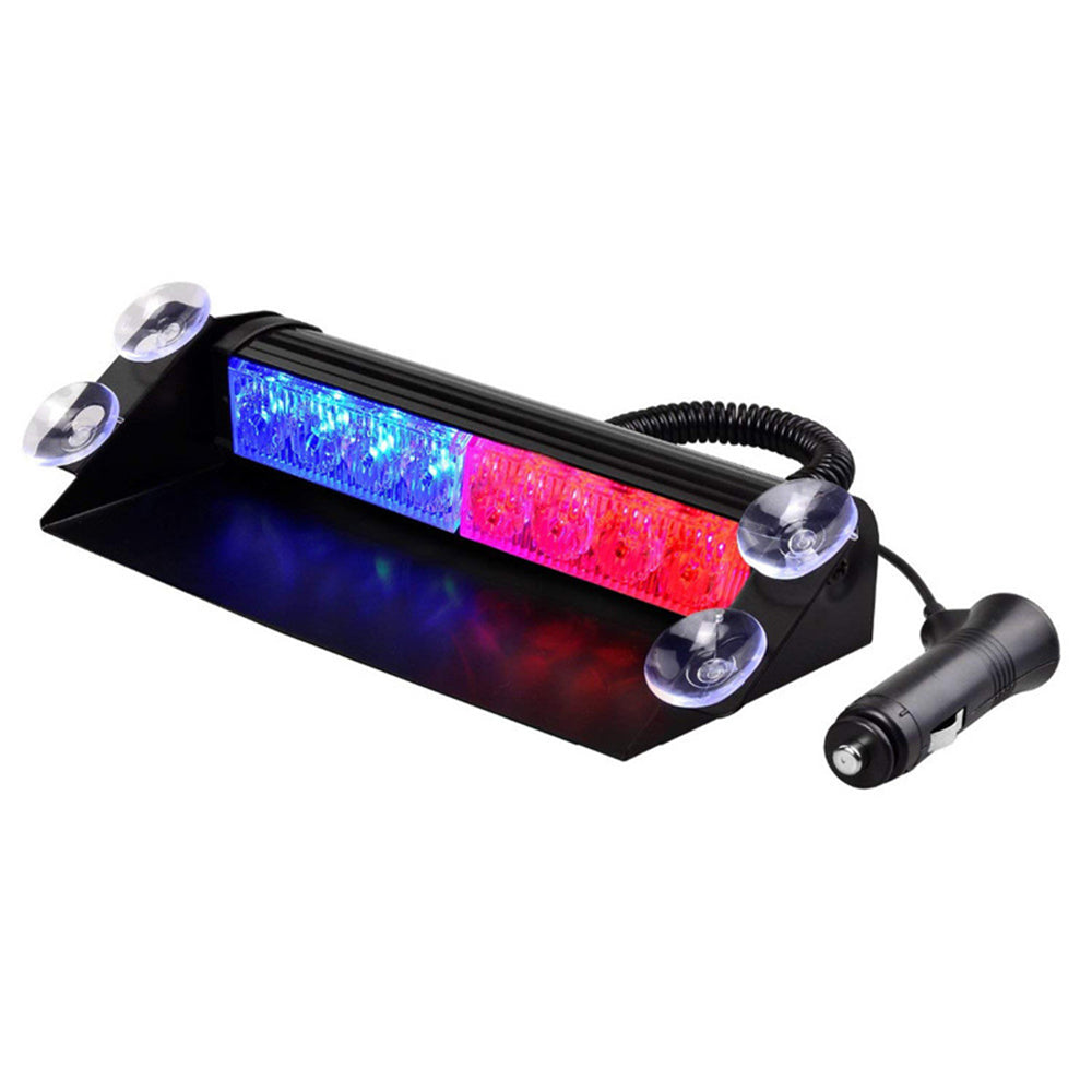 8 LED Red/Blue Car Police Strobe Flash Light DC 12V