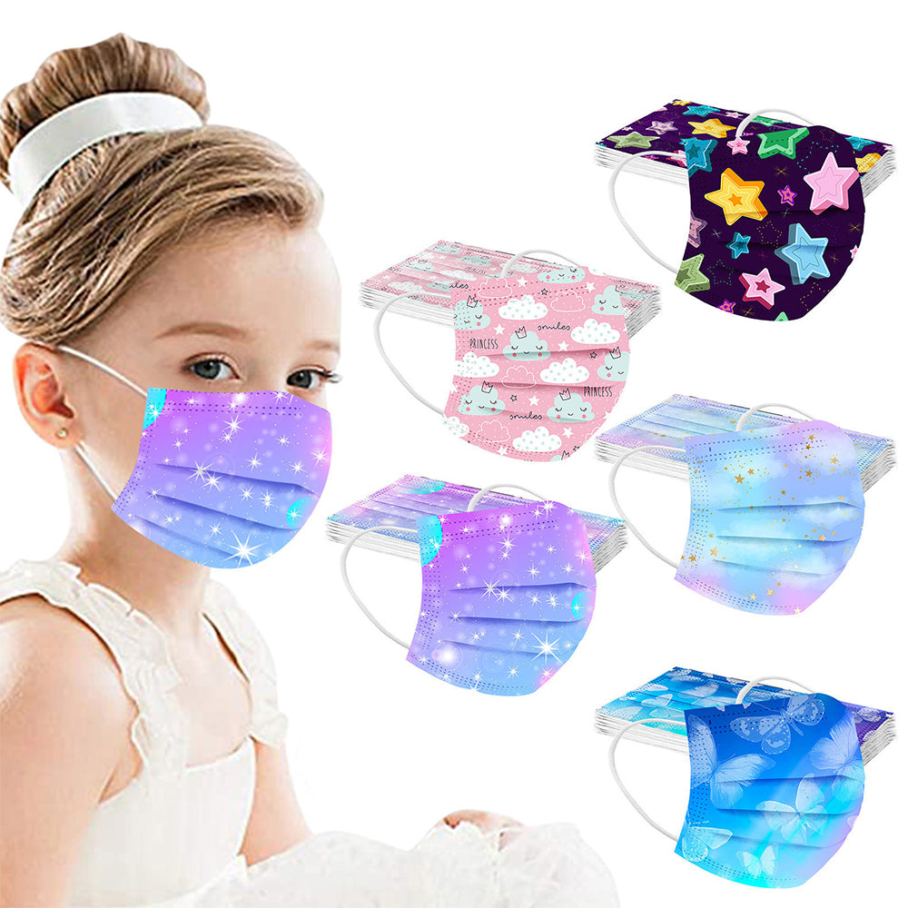 50Pcs Starry Sky Cartoon Kids Disposable Face Masks