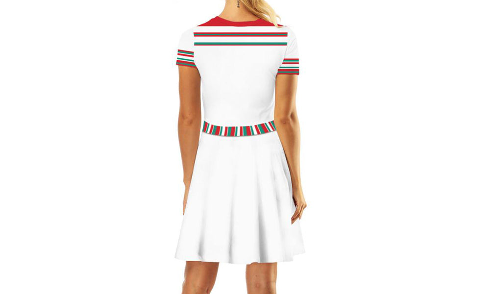 Christmas Printed Short Sleeve Dress