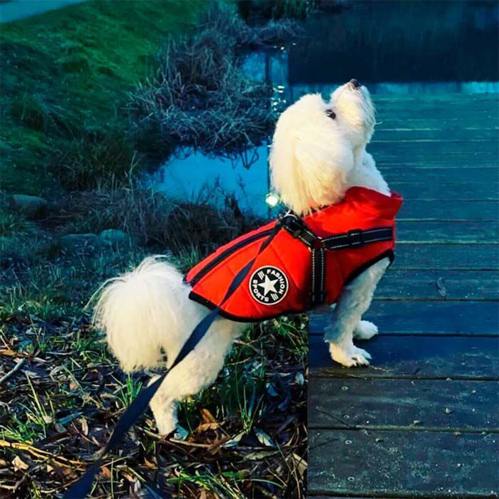 Waterproof Warm Winter Dog Harness Coat-Red