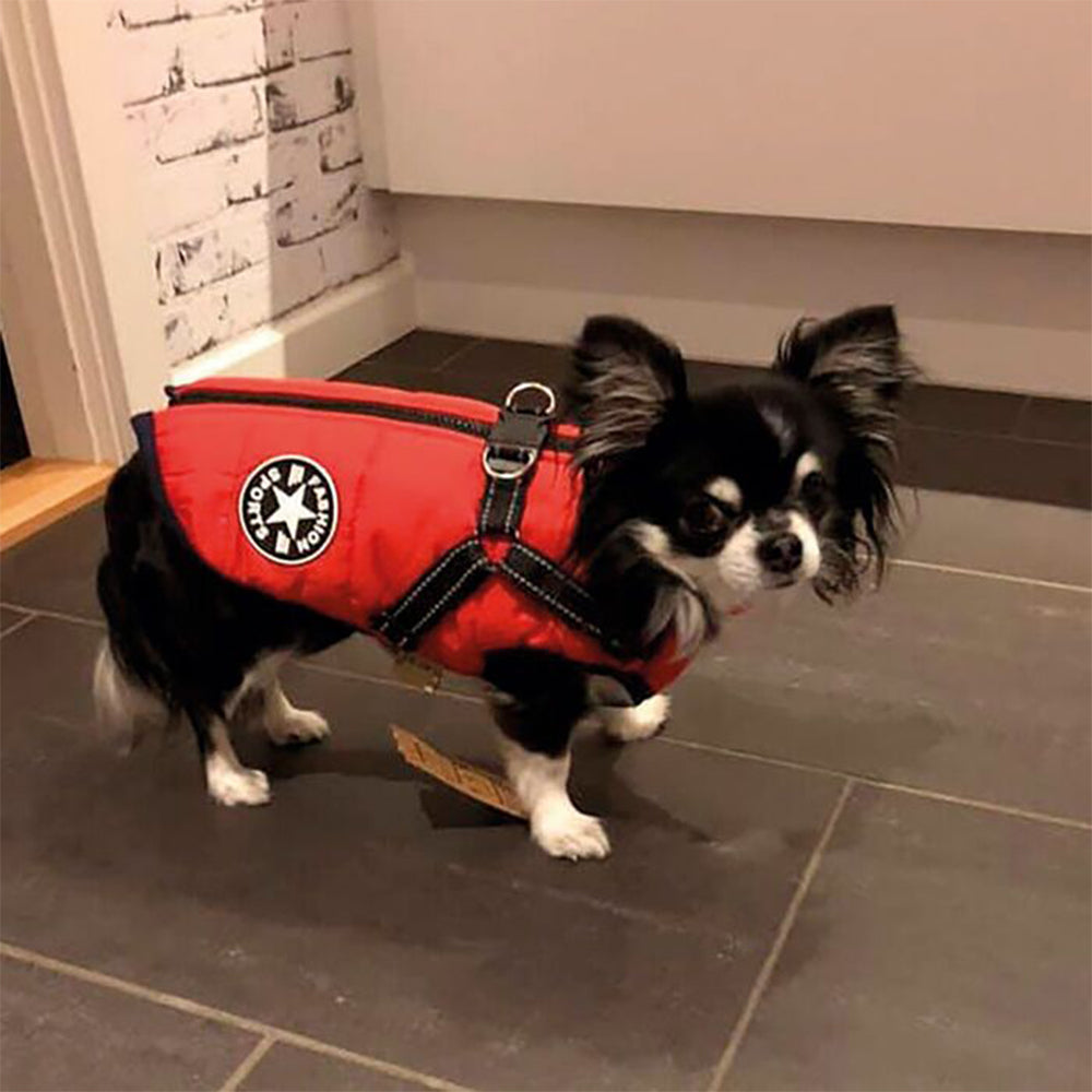 Waterproof Warm Winter Dog Harness Coat-Red