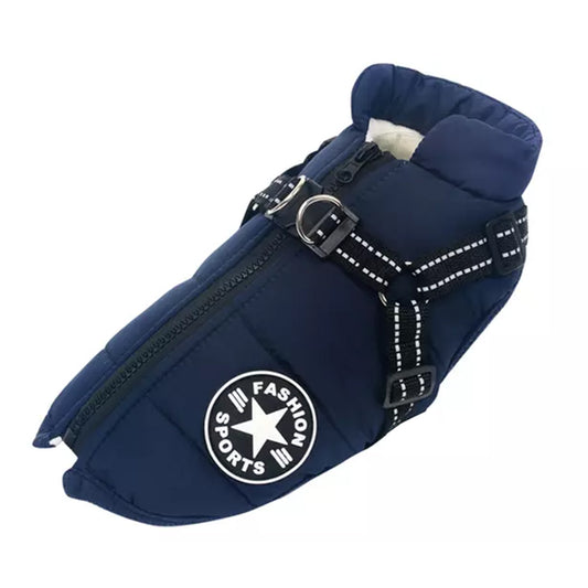 Waterproof Warm Winter Dog Harness Coat-Blue