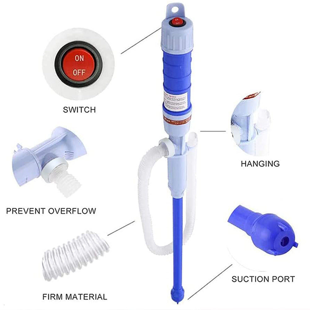 Pump Pipe Electric Siphon Oil Water Petrol Liquid Transfer Battery Operated