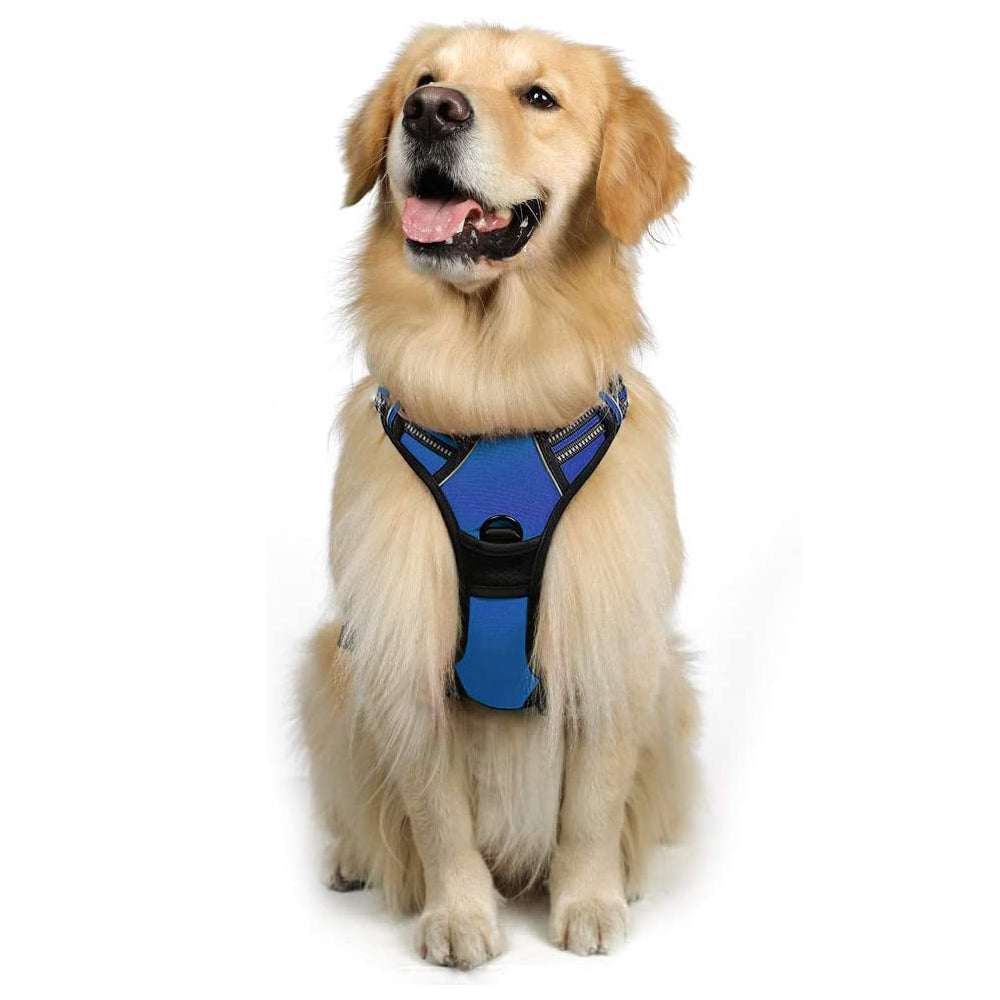 Reflective Adjustable No Pull Dog Harness with Soft Handle-Dark Blue