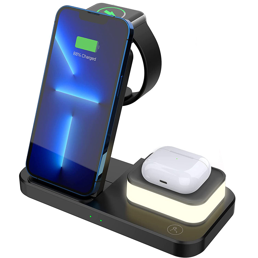 4 in 1 Folding USB Plug Wireless Charger with Touch Lamp for Phone Apple Watch Airpods