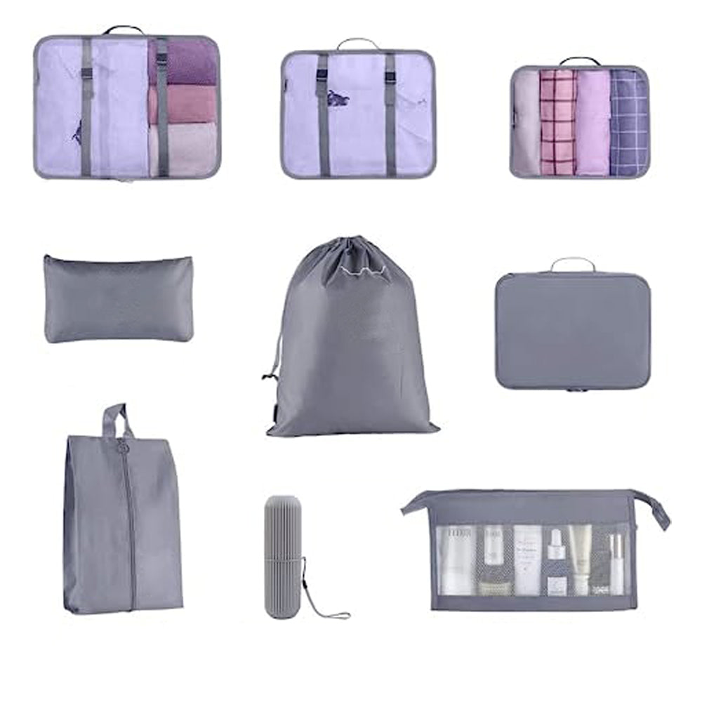8Pcs Set Travel Luggage Clothes Storage Bags With Toothbrush Cup