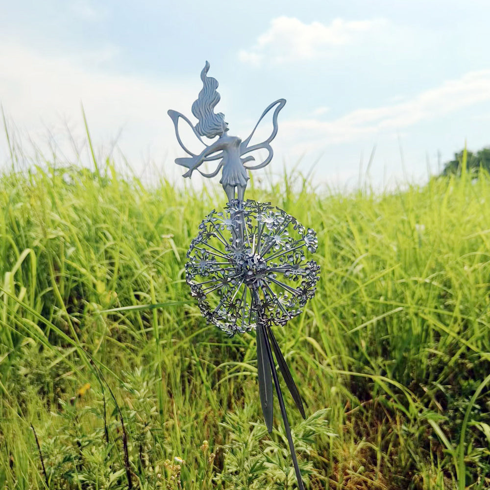 Fairies Dandelions Dance Stainless Steel Sculpture-Singing Fairy