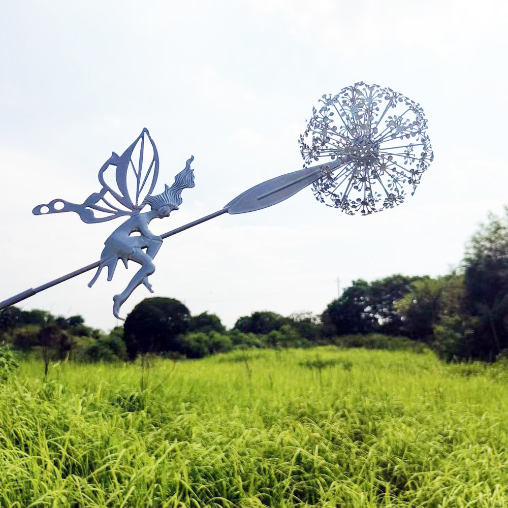 Fairies Dandelions Dance Stainless Steel Sculpture-Sitting Fairy