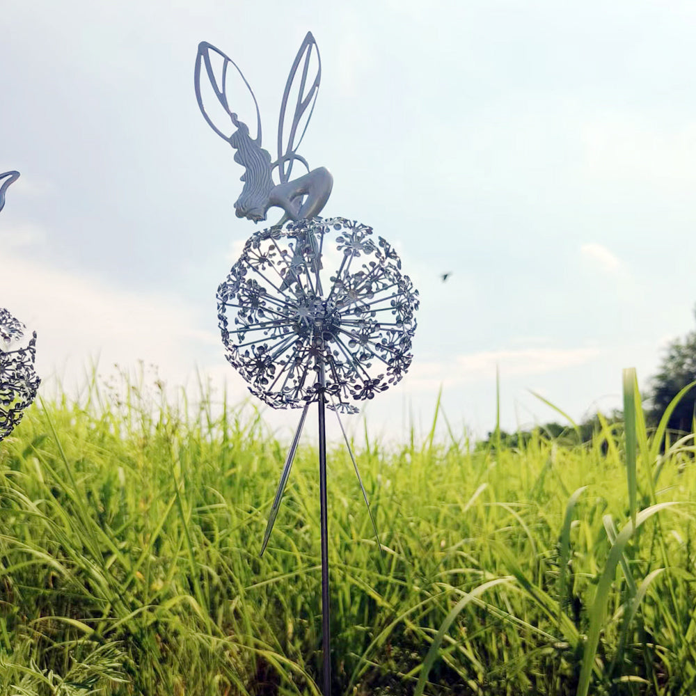 Fairies Dandelions Dance Stainless Steel Sculpture-Bending Fairy