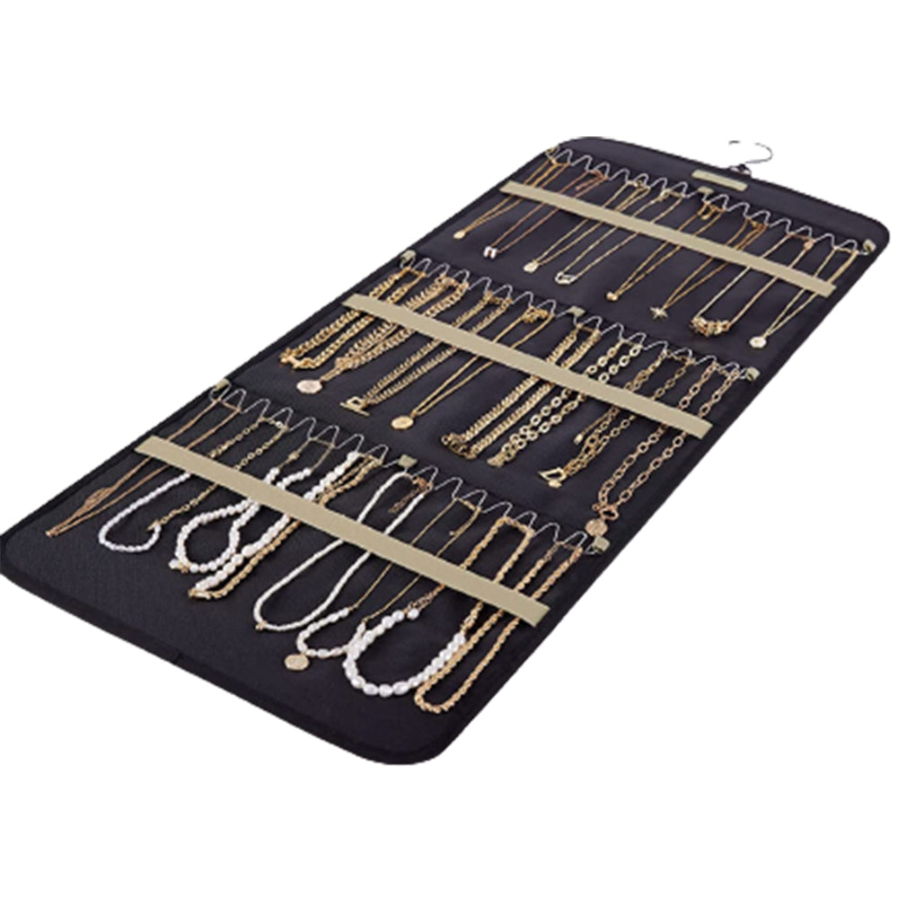 Double-Sided Hanging Jewelry Display Organizer Storage Roll with Hook