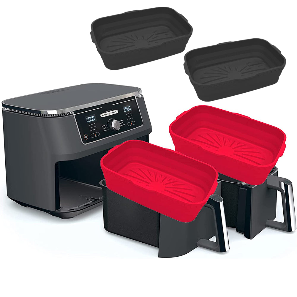 2Pcs Silicone Air Fryer Baking Pot Foldable Rectangular Oven Baking Tray Liner