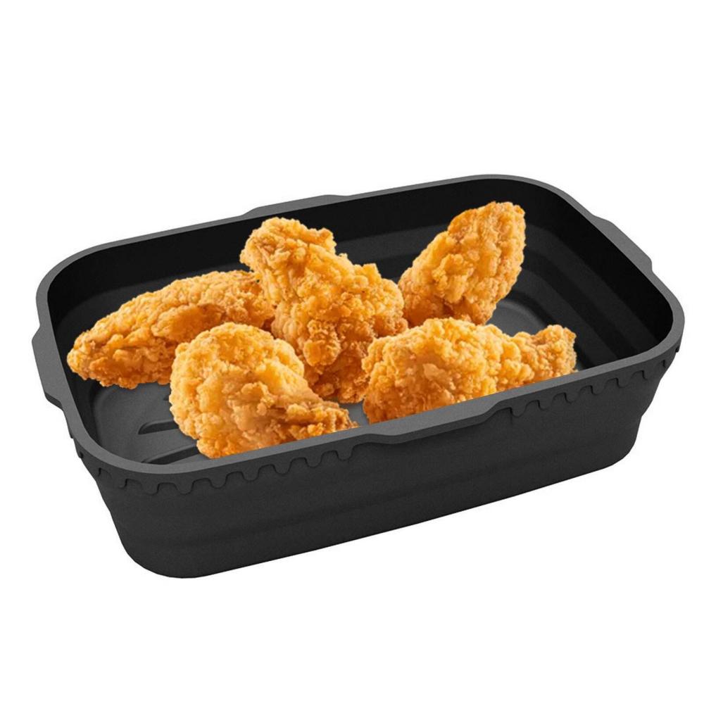 2Pcs Silicone Air Fryer Baking Pot Foldable Rectangular Oven Baking Tray Liner